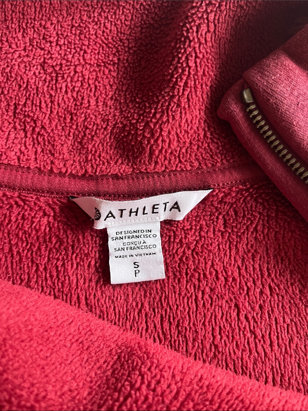 Athleta Cozy Karma Asym Burgundy Fleece Pullover - Picture 3 of 6